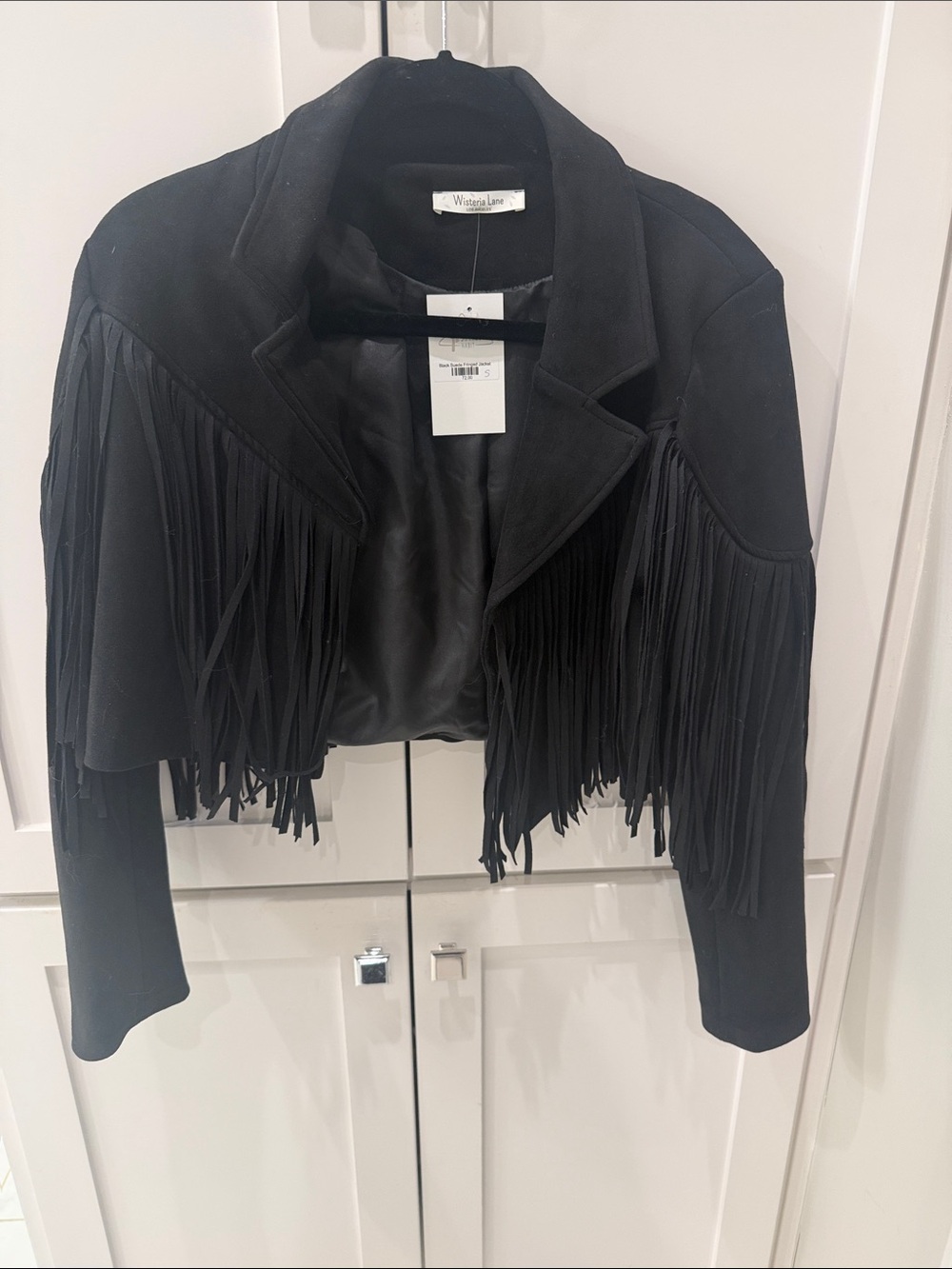 Weston Lane Black Fringe Suede Cropped Jacket